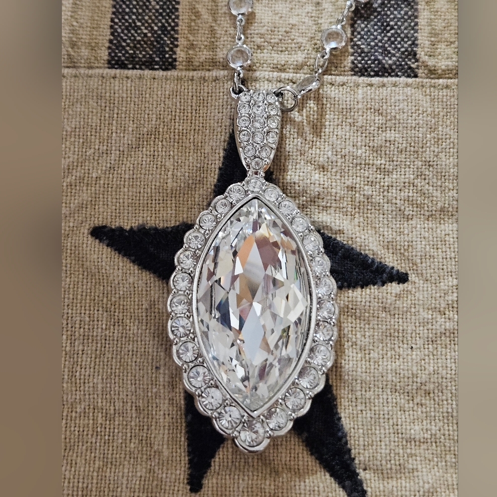 Swarovski Pear Shaped Clear Cut Crystal Necklace
